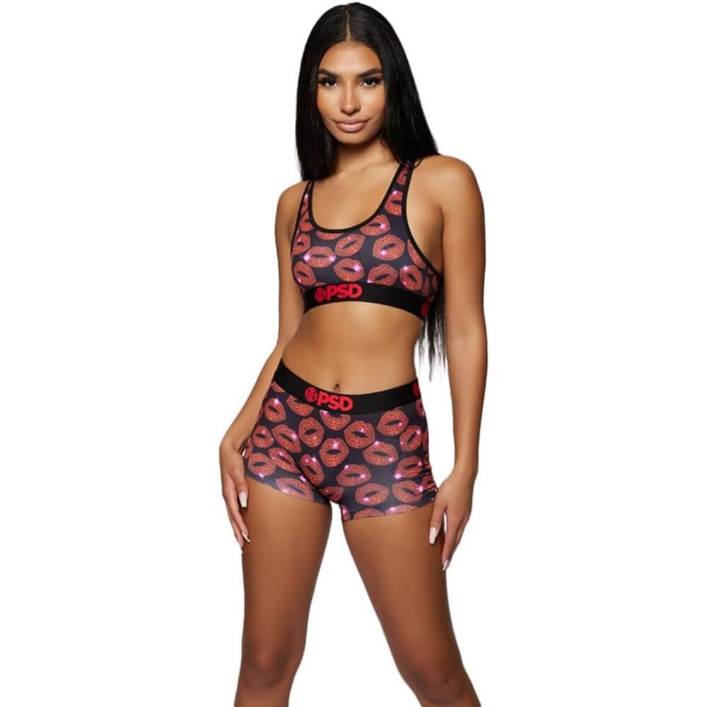 PSD Women's Iced Lips Sports Bra, Red, Size XSmall